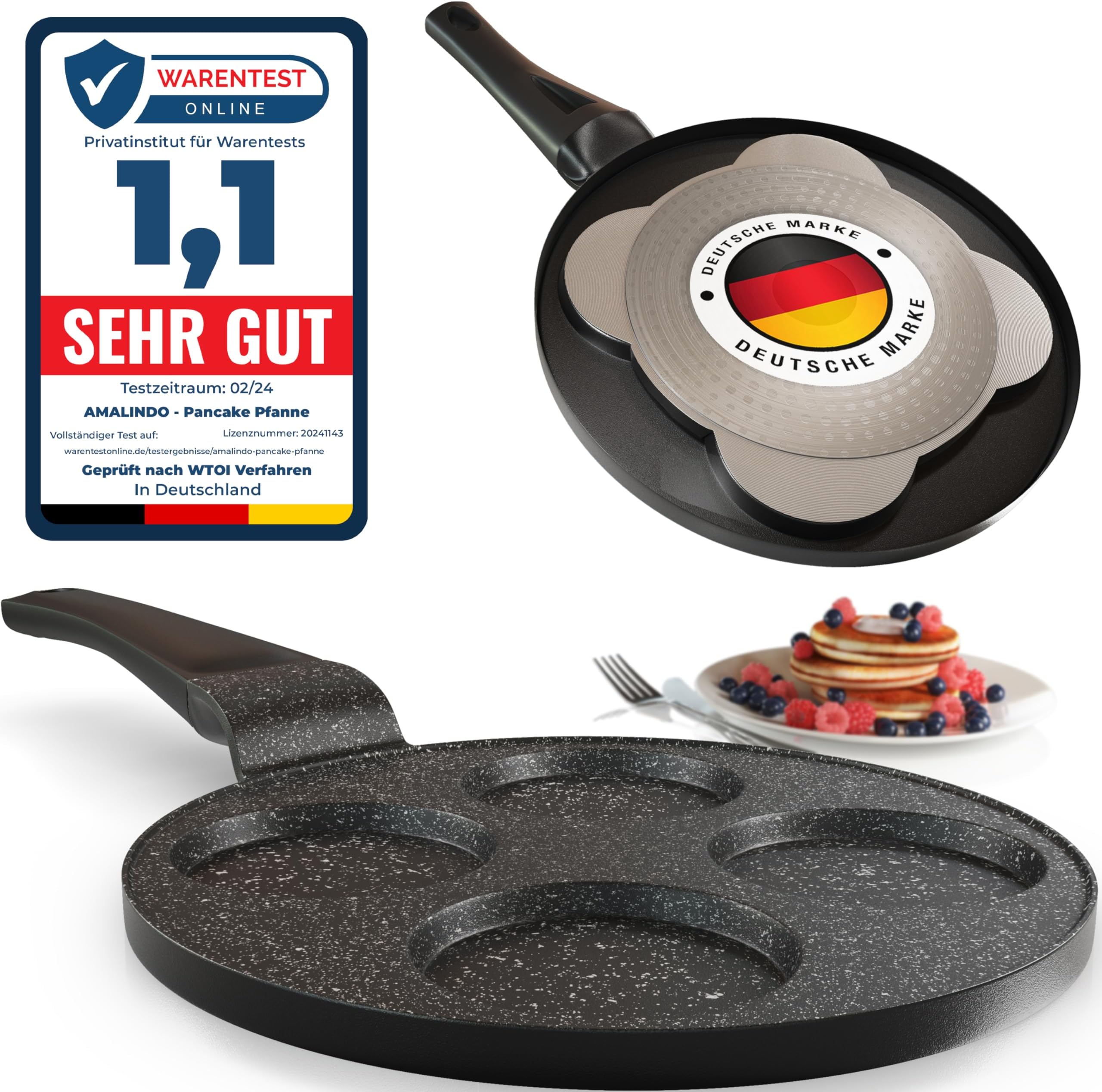 JEETEE Spiegeleipfanne Pancake Pfanne, Antihaftbeschichtet 4 Loch ...